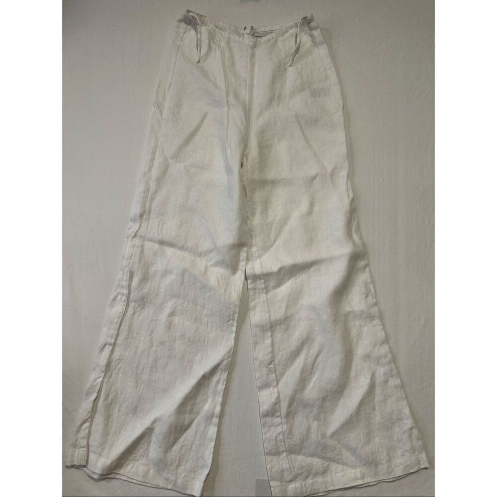 Faithfull The Brand White 100% Linen Wide Leg Pants Size 4